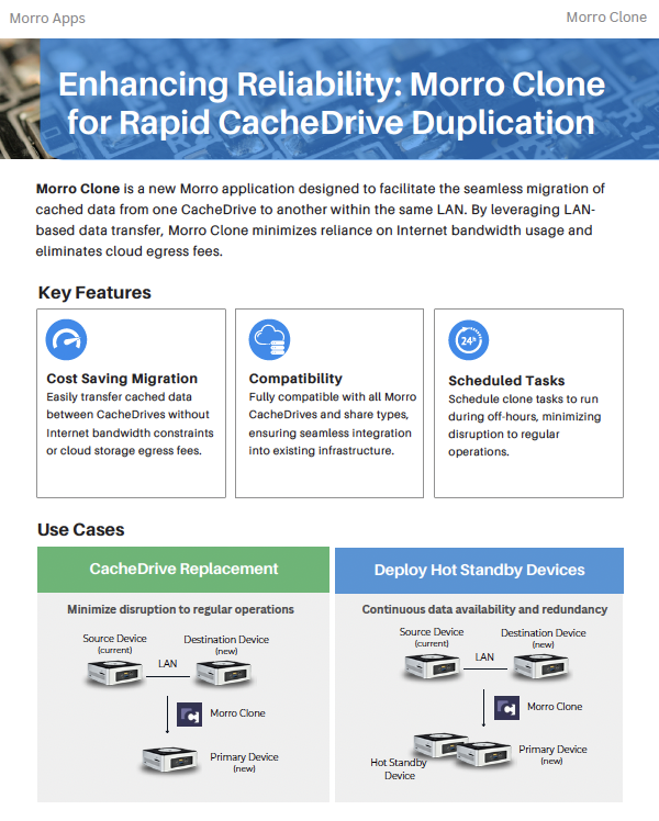 Morro App - Morro Clone for CacheDrive Placement and adding hot standby devices